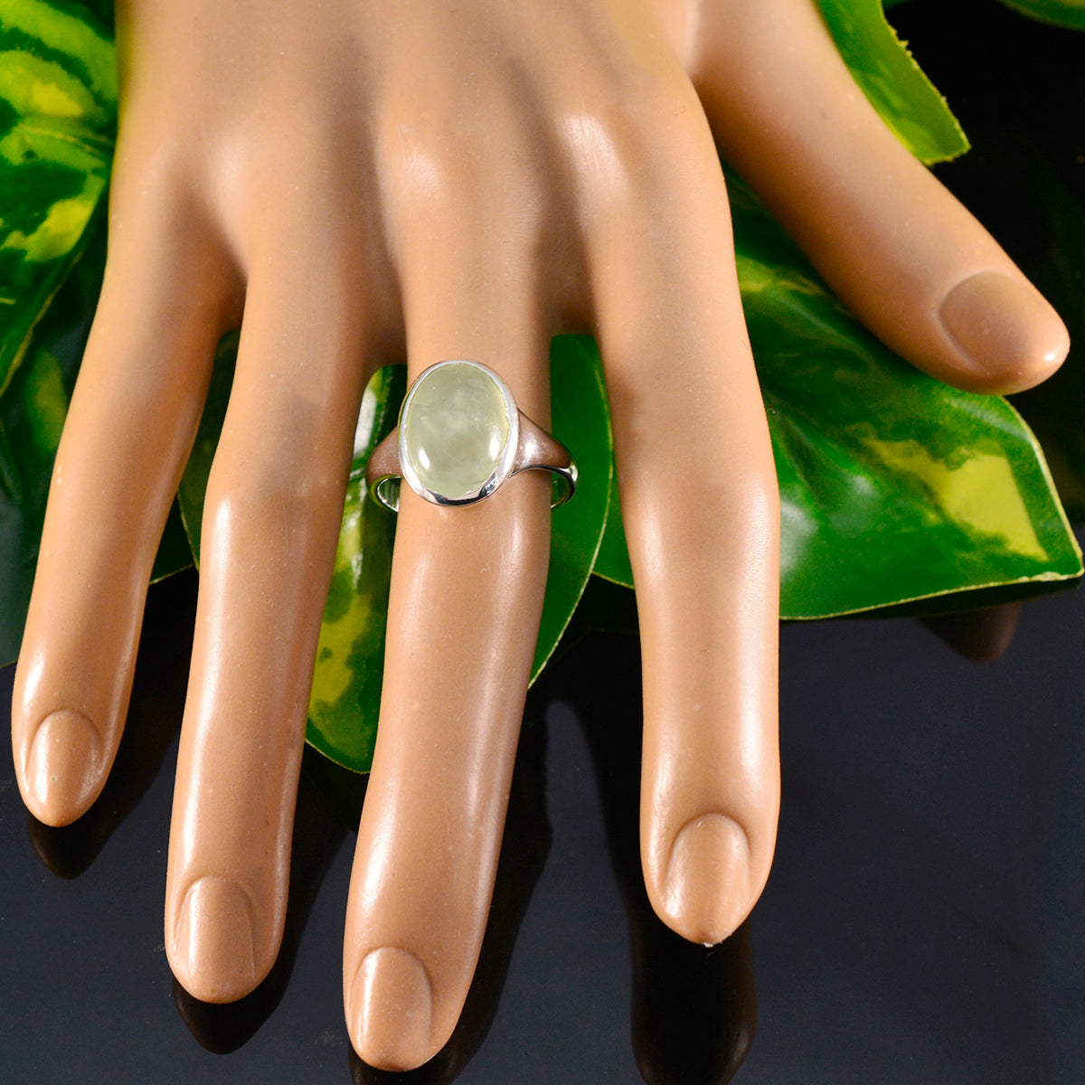 Leah Trendy Light Green Solitaire Ring