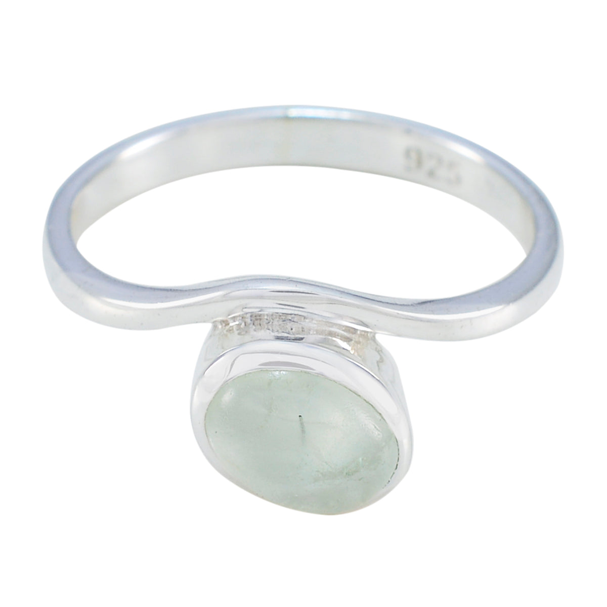 Victoria Trendy Light Green Solitaire Ring Prehnite Green