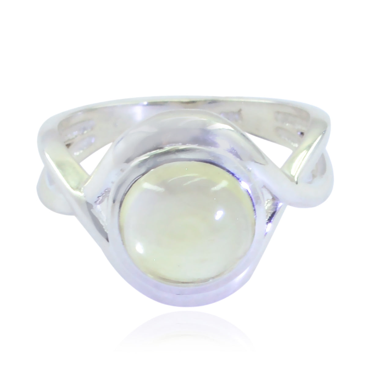 Skylar Graceful Light Green Solitaire Ring Prehnite Green