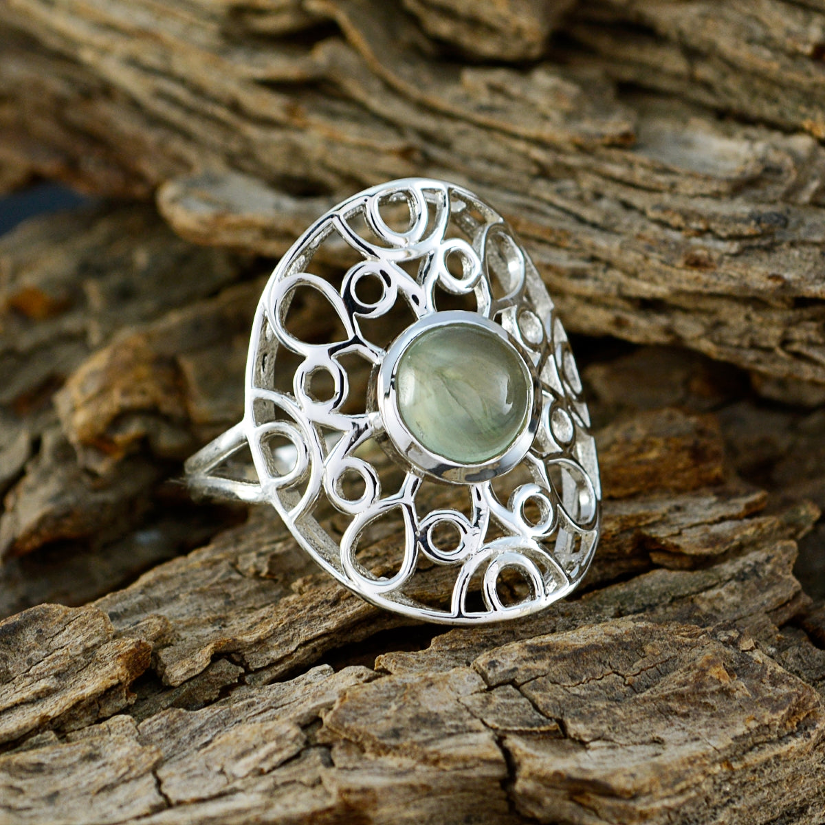 Teresa Filigree Light Green Solitaire Ring