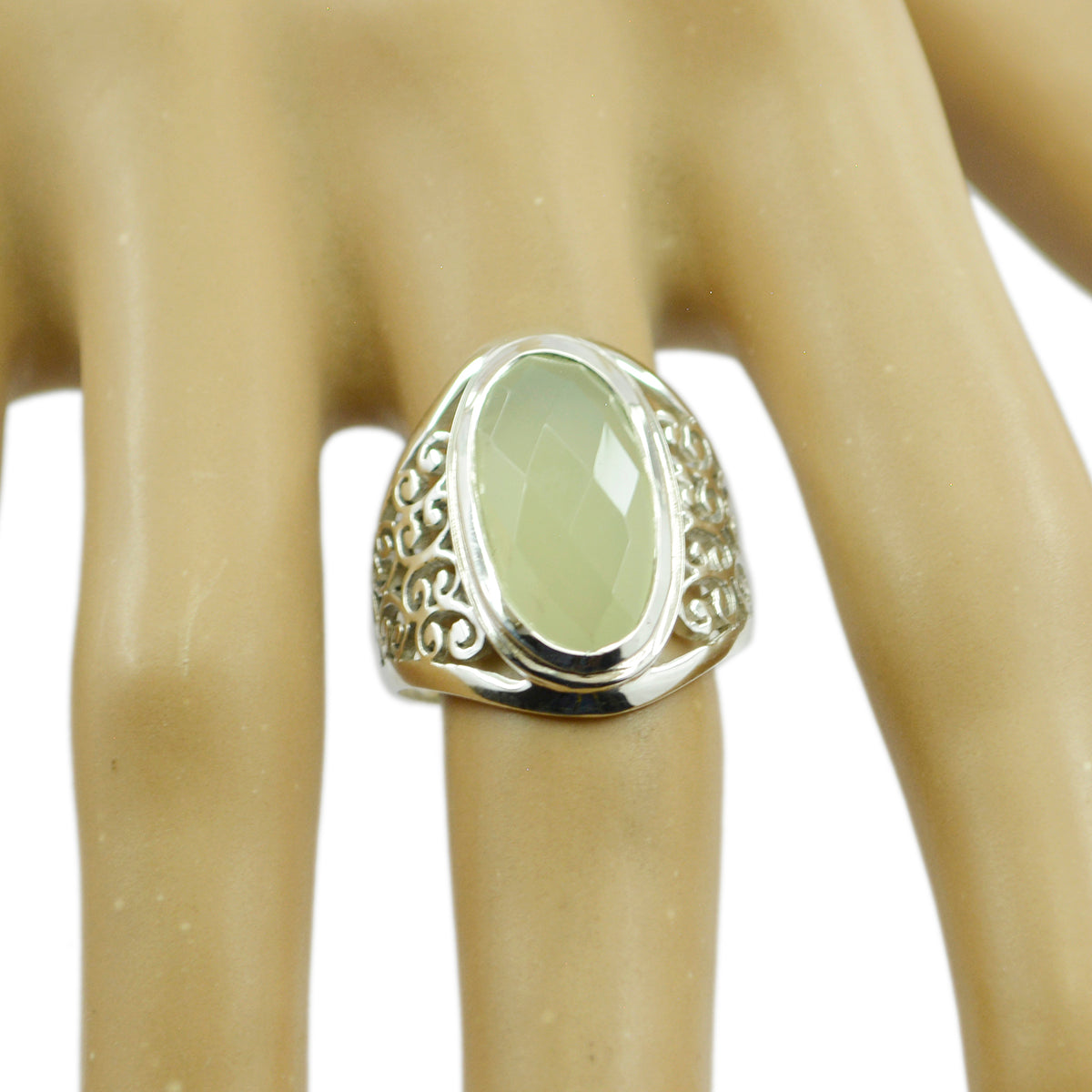Daniela Filigree Light Green Solitaire Ring