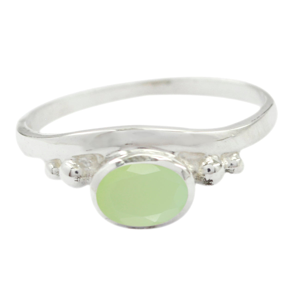 Jiwoo Feminine Light Green Solitaire Ring Prehnite Green