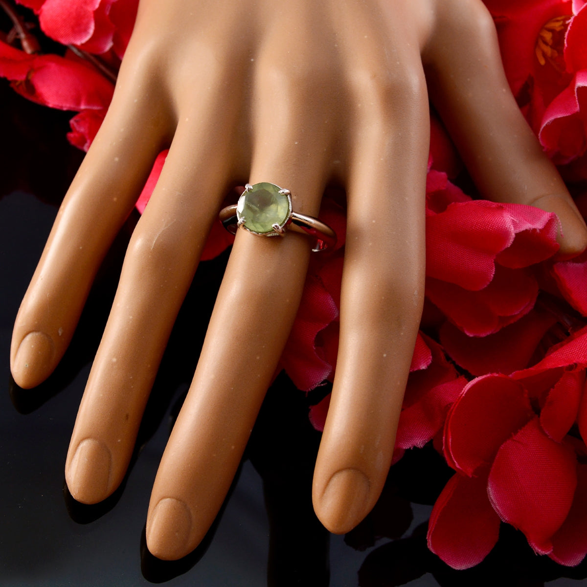 Meera Contemporary Light Green Solitaire Ring