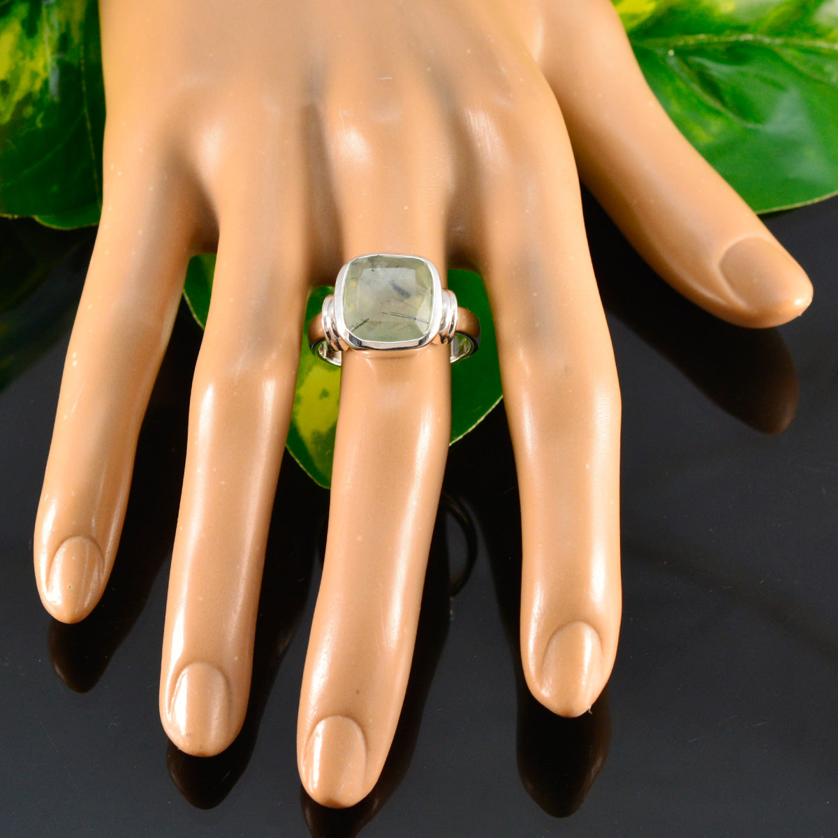 Lily Signet Light Green Solitaire Ring