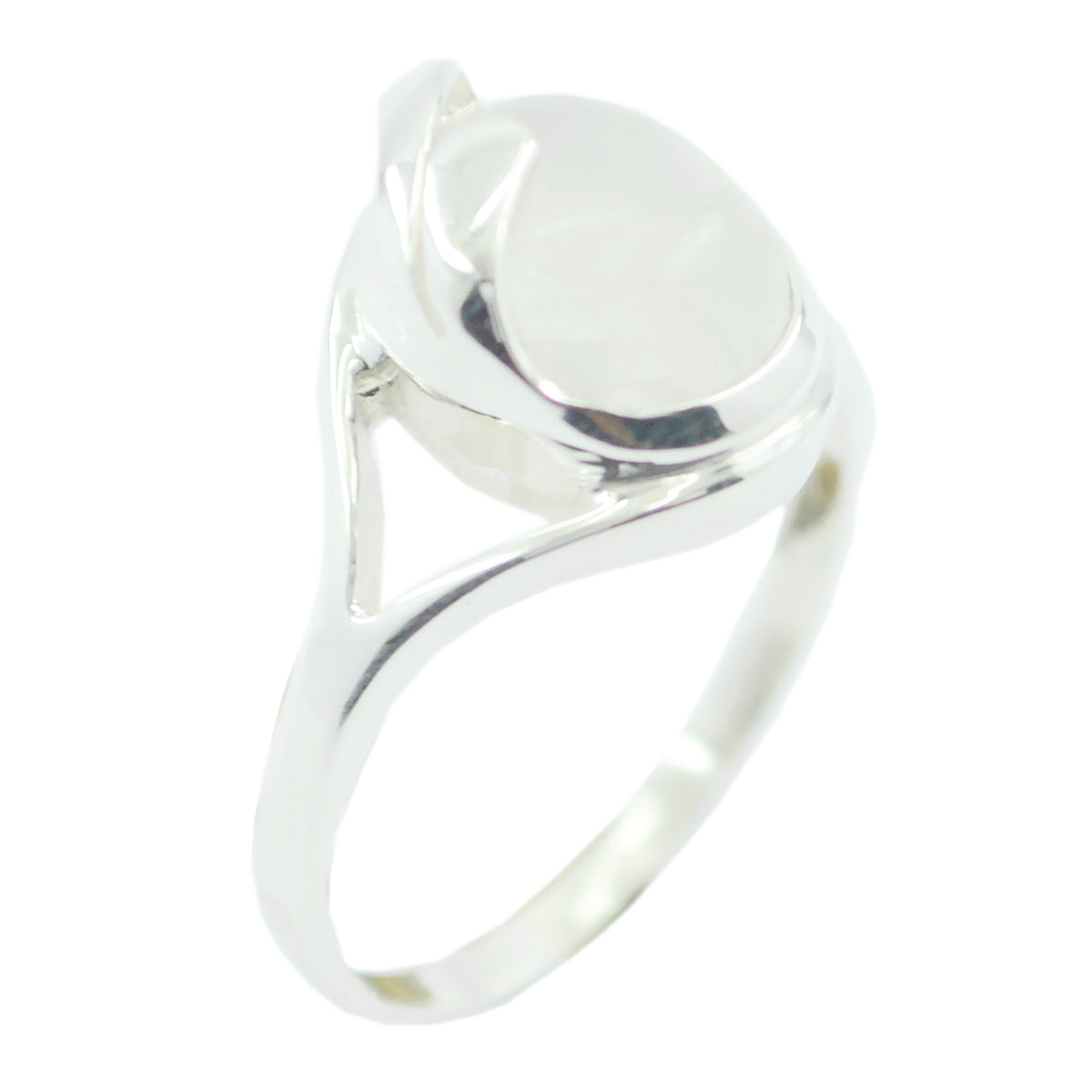 Aisha Modern White Solitaire Ring Rainbow Moonstone White