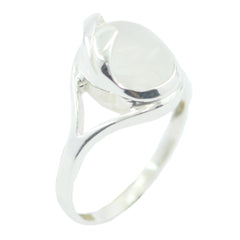 Aisha Modern White Solitaire Ring Rainbow Moonstone White