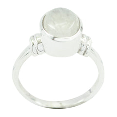 Nella Feminine White Solitaire Ring Rainbow Moonstone White