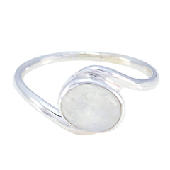 Bruna Heritage White Solitaire Ring Rainbow Moonstone White