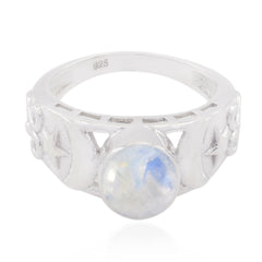 Sara Filigree White Solitaire Ring Rainbow Moonstone White