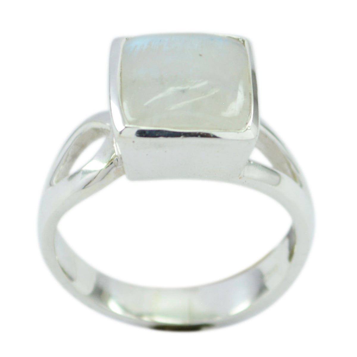 Layla Boho White Solitaire Ring Rainbow Moonstone White