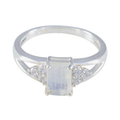 Dewi Fairytale White Halo Ring Rainbow Moonstone White