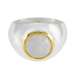 Anna Glamorous White Solitaire Ring Rainbow Moonstone White