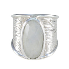 Ava Heritage White Solitaire Ring Rainbow Moonstone White
