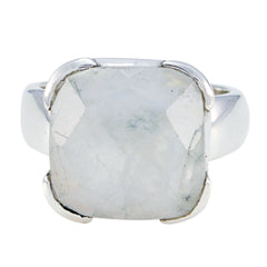 Violet Armor White Solitaire Ring Rainbow Moonstone White