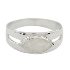 Alina Contemporary White Solitaire Ring Rainbow Moonstone White
