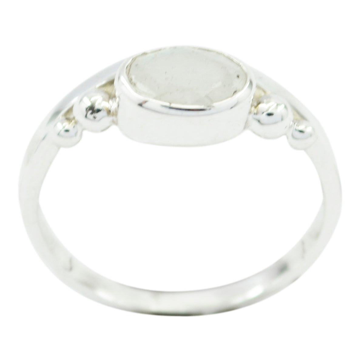 Hannah Fairytale White Solitaire Ring Rainbow Moonstone White