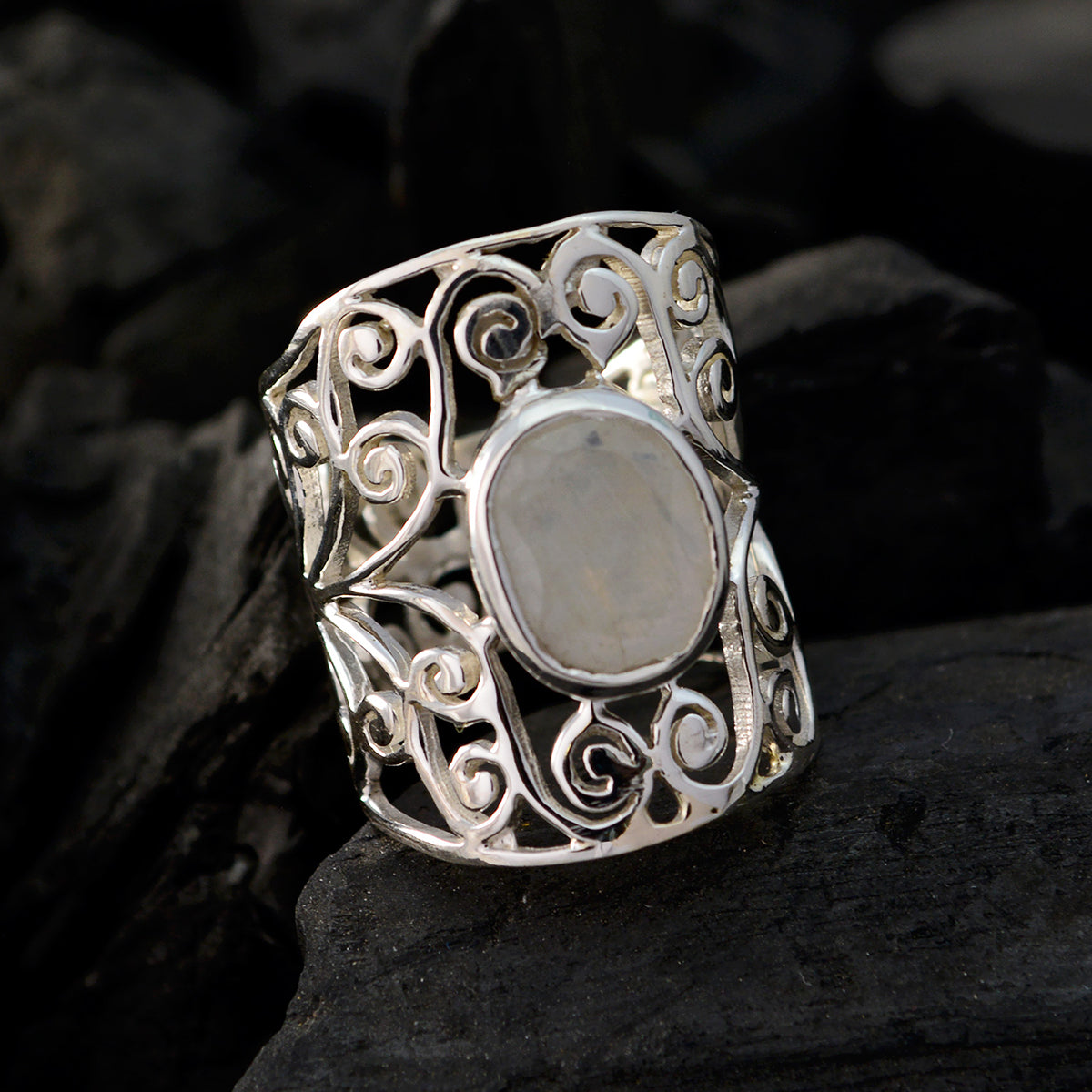 Isadora Filigree White Solitaire Ring
