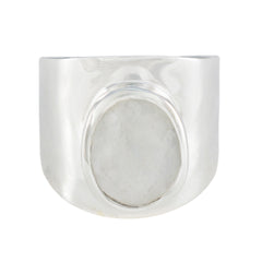 Gabriela Armor White Solitaire Ring Rainbow Moonstone White
