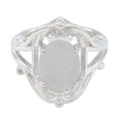 Putri Modern White Solitaire Ring Rainbow Moonstone White