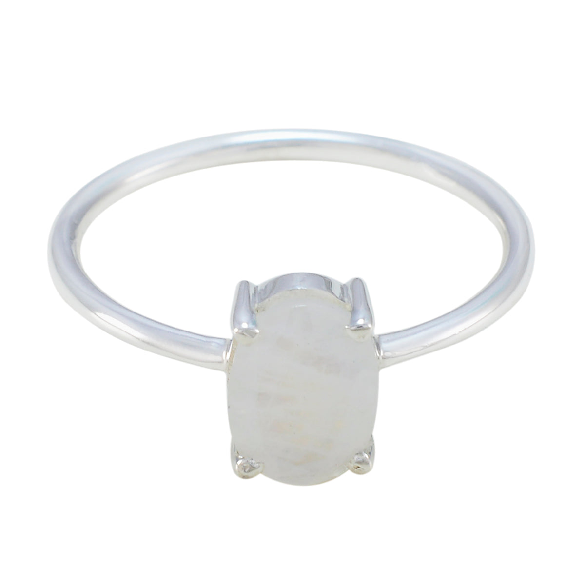 Min-seo Sophisticated White Solitaire Ring Rainbow Moonstone White