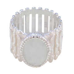 Clara Armor White Solitaire Band Rainbow Moonstone White