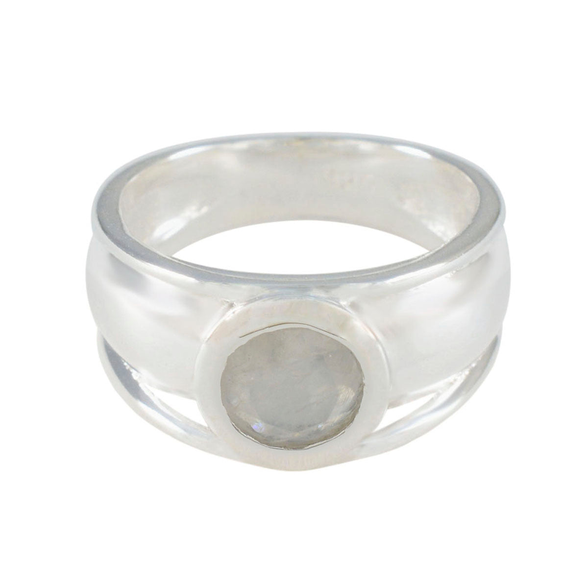 Riley Sophisticated White Solitaire Ring Rainbow Moonstone White