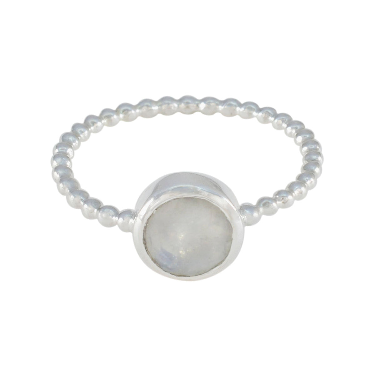 Xiu Twist White Solitaire Ring Rainbow Moonstone White