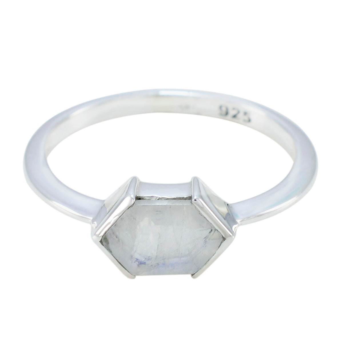 Aaliyah Boho White Solitaire Ring Rainbow Moonstone White