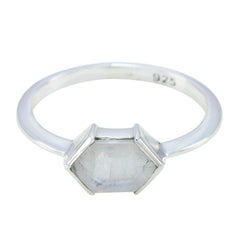Aaliyah Boho White Solitaire Ring Rainbow Moonstone White