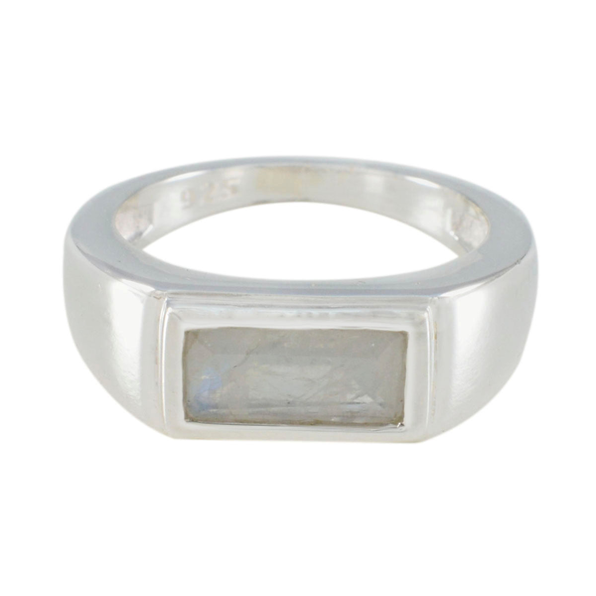Eliza Love White Solitaire Ring Rainbow Moonstone White