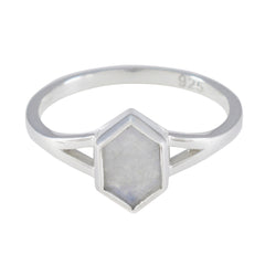 Naomi Graceful White Solitaire Ring Rainbow Moonstone White