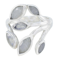 Freya Leafy White Hexa Ring Rainbow Moonstone White