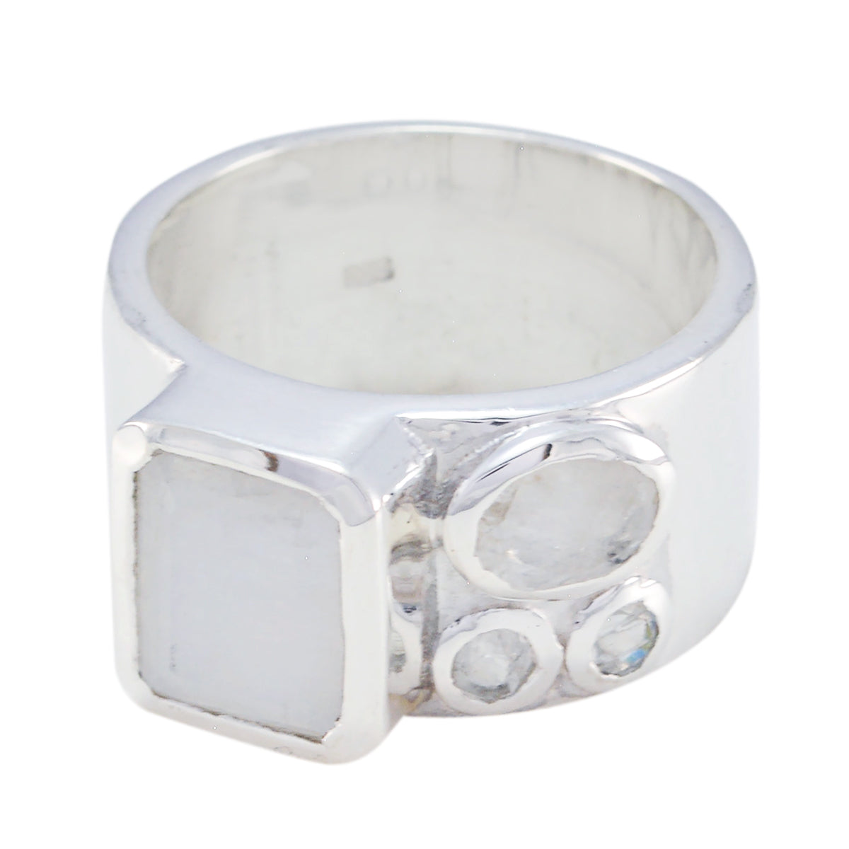 Ellie Abstract White quarter Band Rainbow Moonstone White