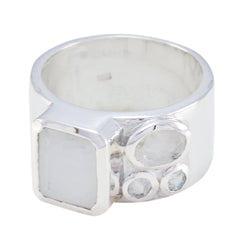 Ellie Abstract White quarter Band Rainbow Moonstone White