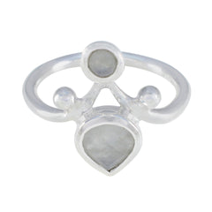 Priya Sophisticated White Toi et Moi Ring Rainbow Moonstone White