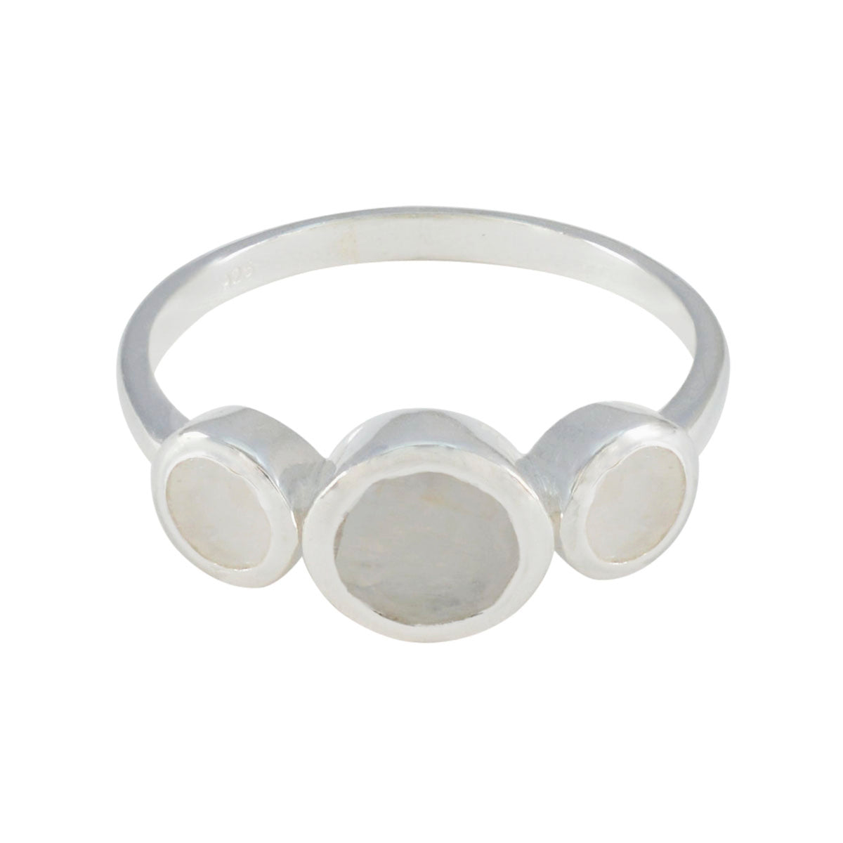 Aiko Boho White Trilogy Ring Rainbow Moonstone White
