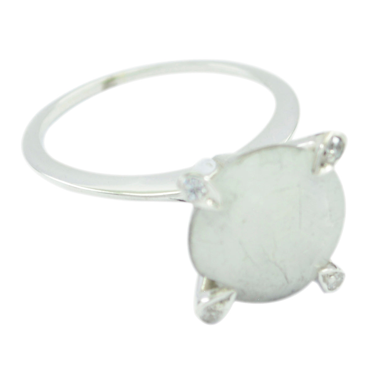 Mila Abstract White Halo Ring Rainbow Moonstone White
