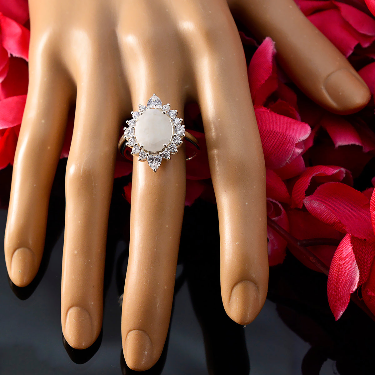 Victoria Contemporary White Halo Ring