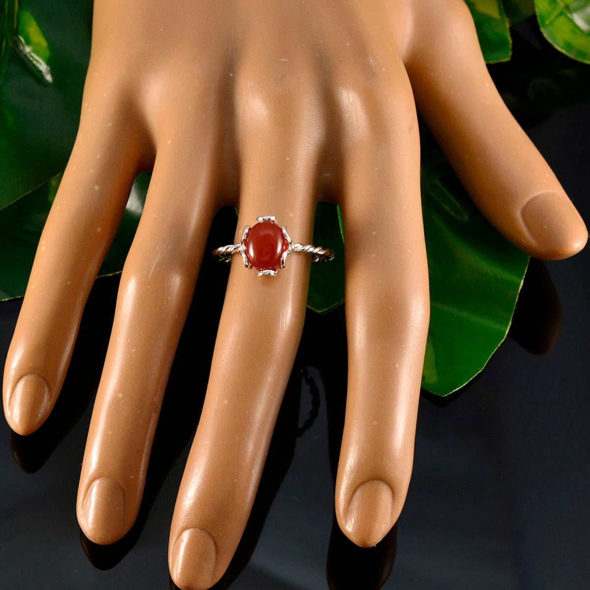 Ying Twist Red Solitaire Ring