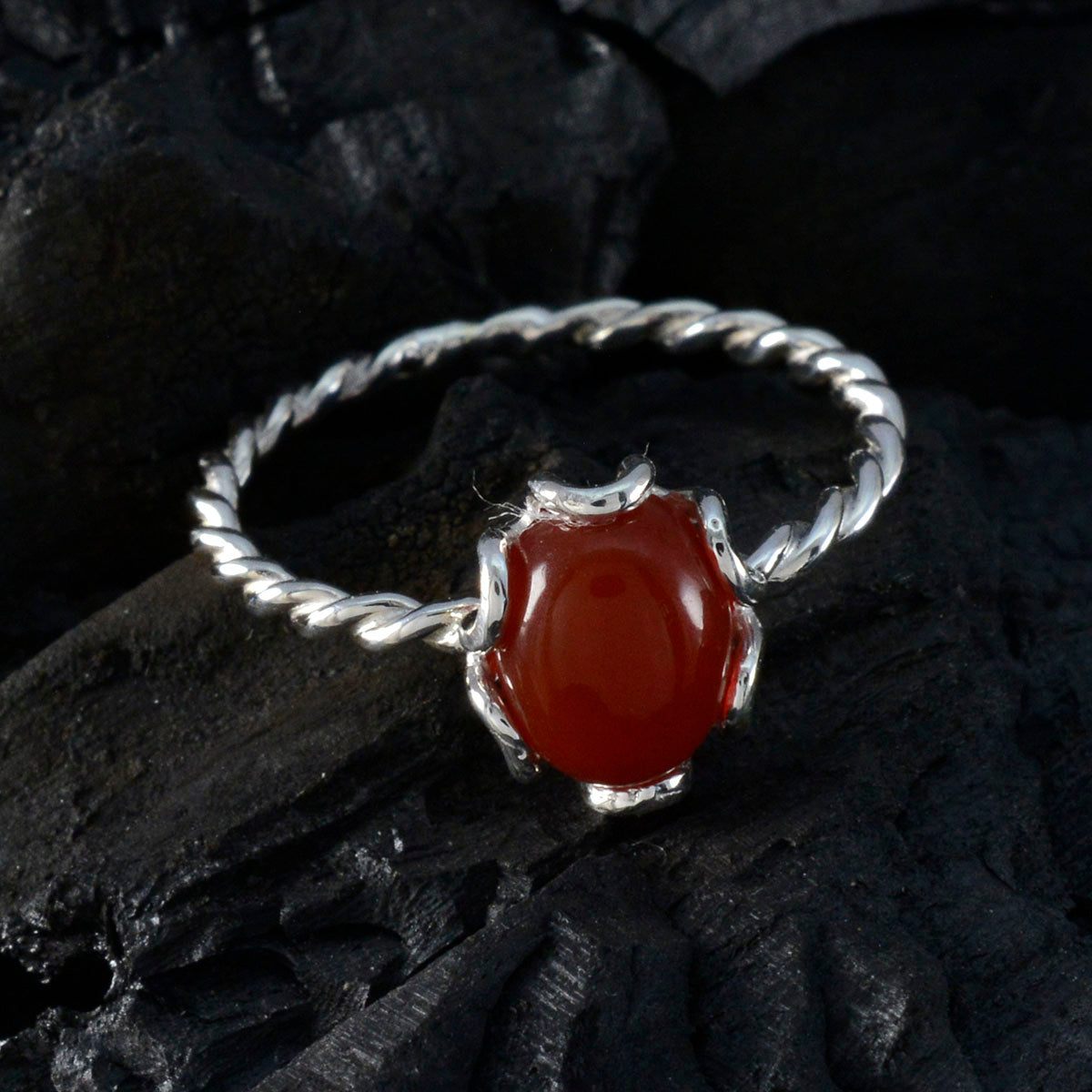 Ying Twist Red Solitaire Ring