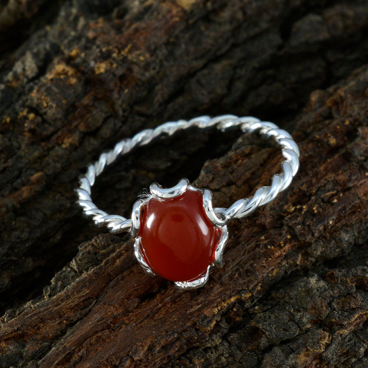 Ying Twist Red Solitaire Ring