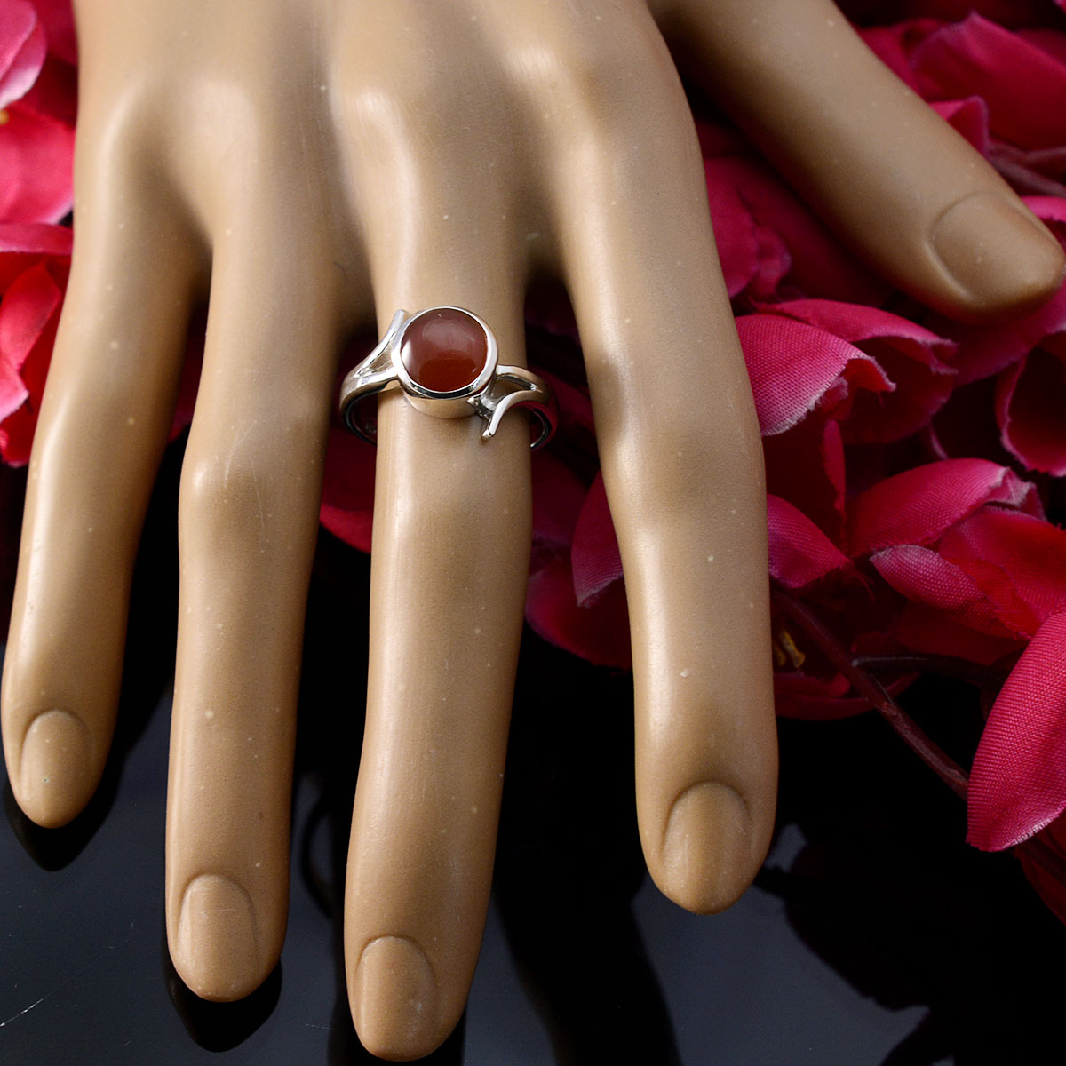 Anna Abstract Red Solitaire Ring