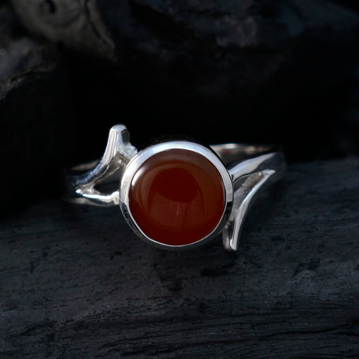 Anna Abstract Red Solitaire Ring