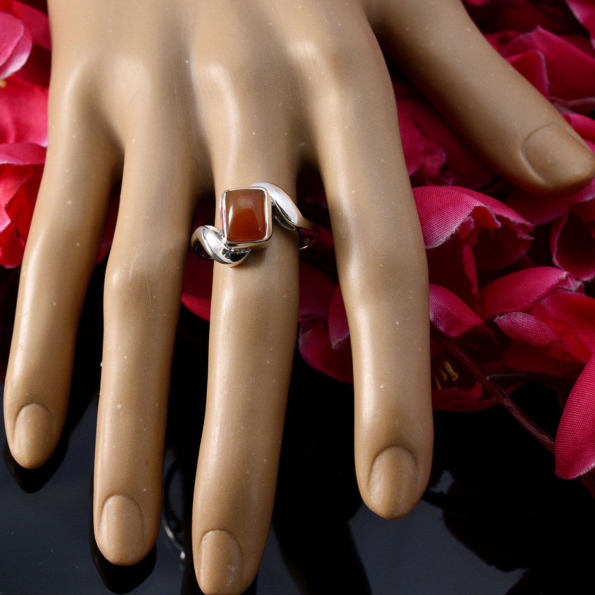 Natalie Contemporary Red Solitaire Ring