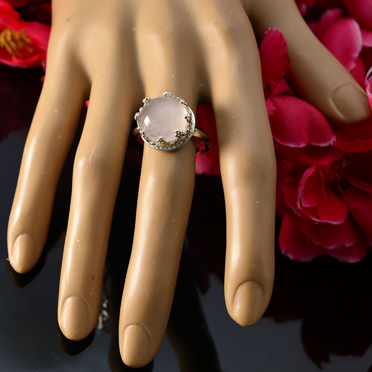 Lucia Art Deco Pink Solitaire Ring