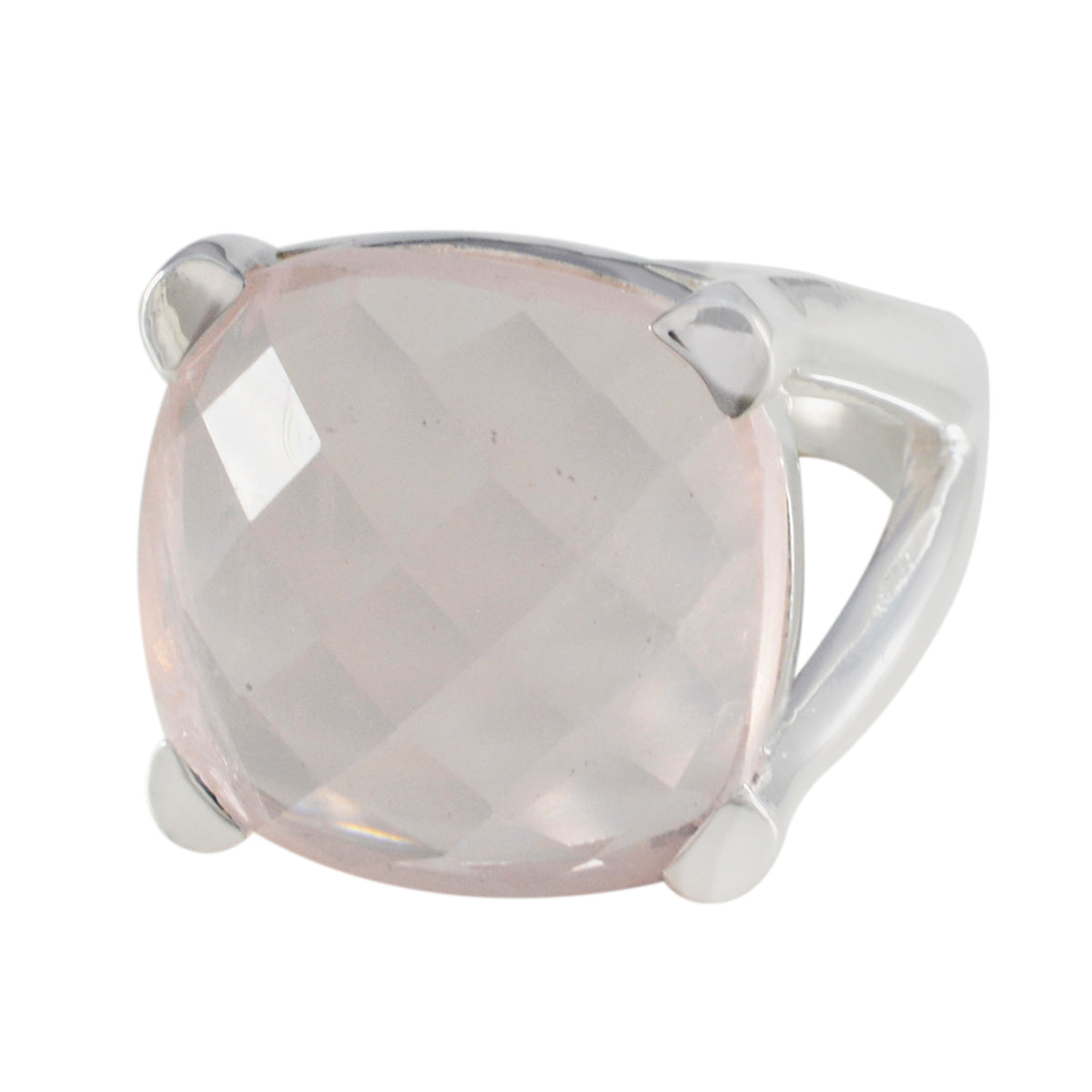 Ida Retro Pink Solitaire Ring Rose Quartz Pink