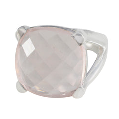 Ida Retro Pink Solitaire Ring Rose Quartz Pink