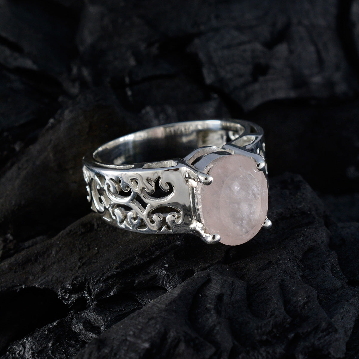 Pilar Filigree Pink Solitaire Ring