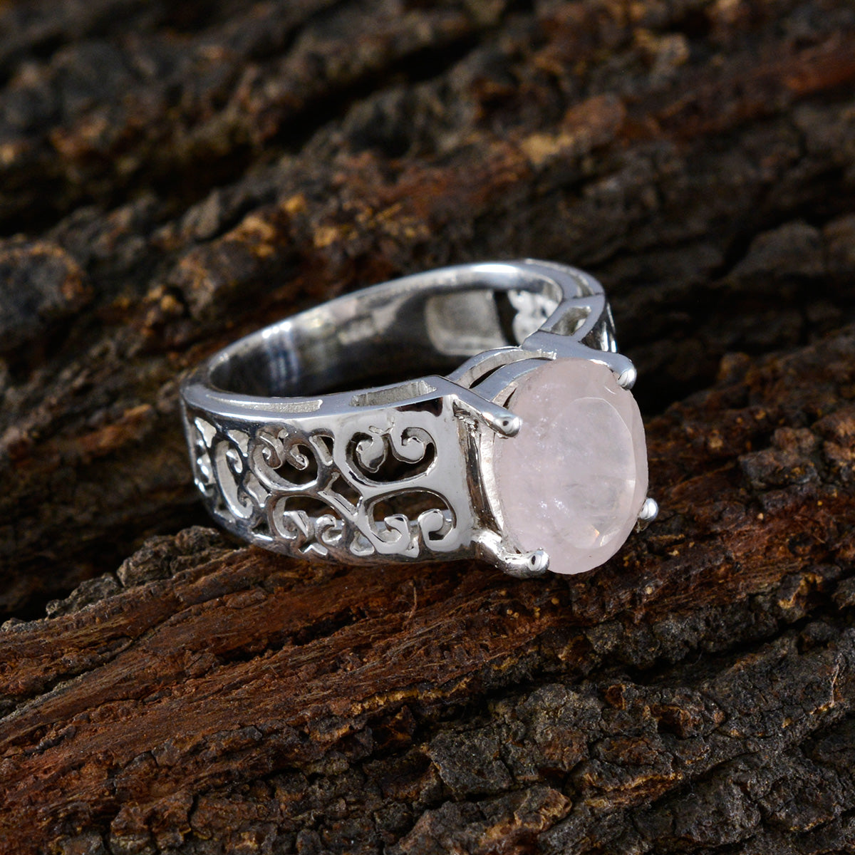 Pilar Filigree Pink Solitaire Ring