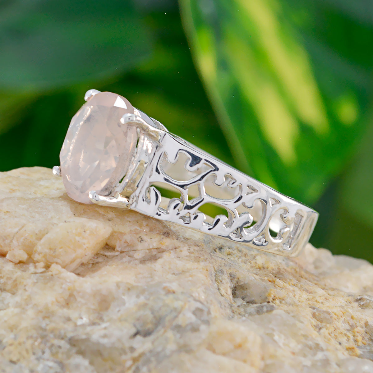 Pilar Filigree Pink Solitaire Ring